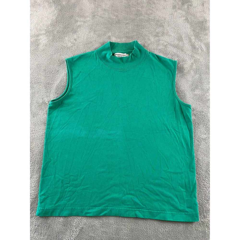 Vintage Abercrombie & Fitch Womens Green Mock Neck Sleeveless Cotton Top Large